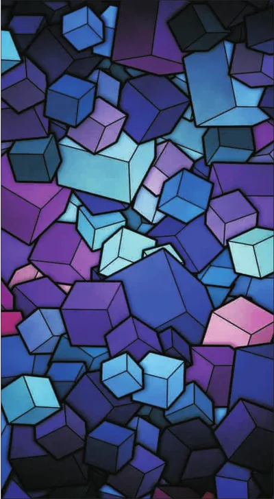 3D Isometric Geometric Cubes Purple & Indigo