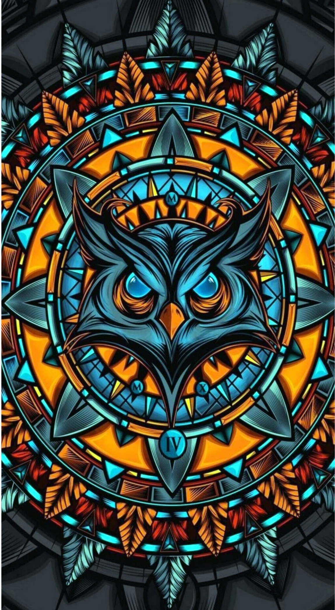 Aztec Solar Owl Sacred Mandala