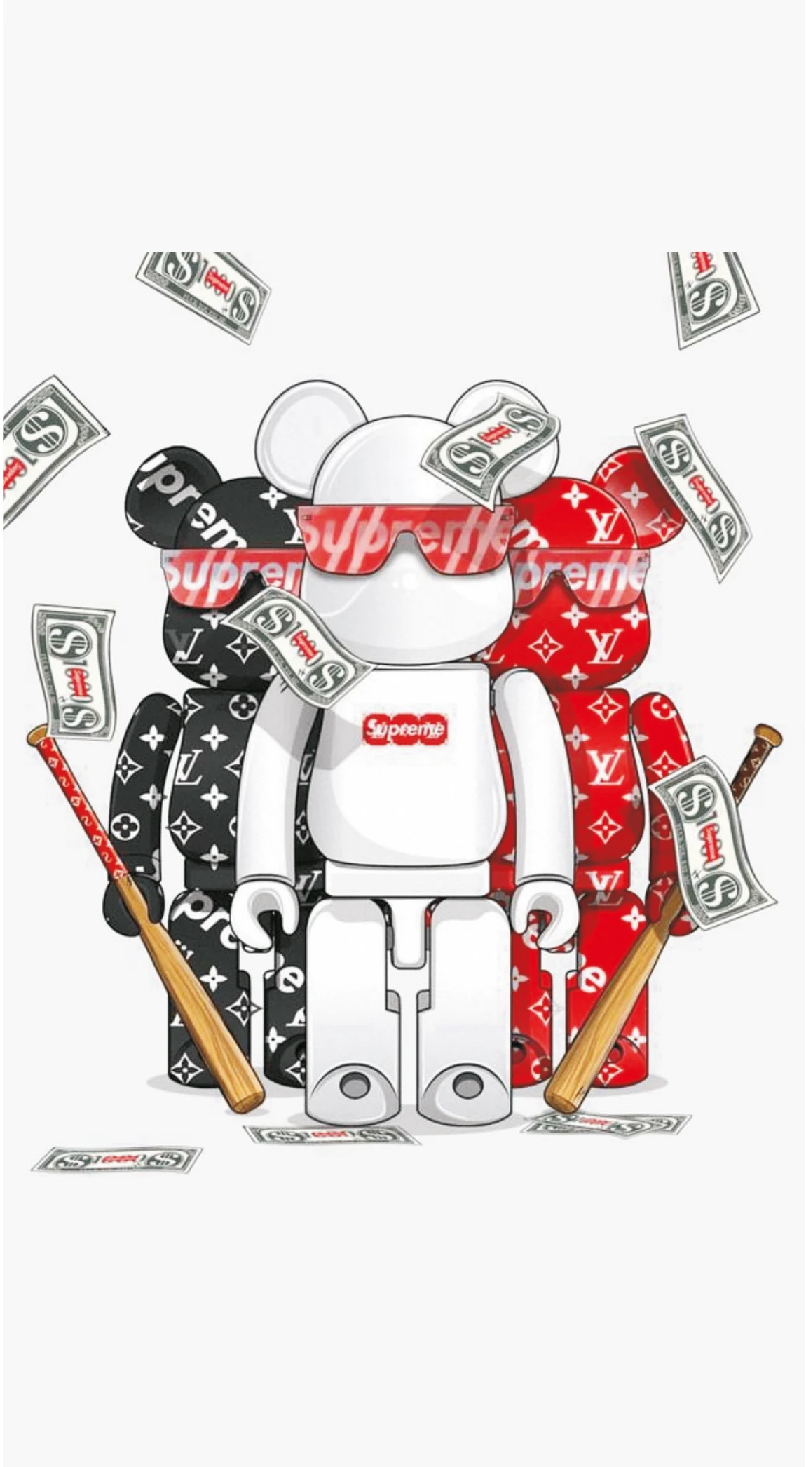 Bearbrick Supreme Cash Money Gunner