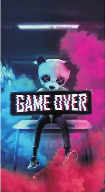 Cyberpunk Neon Panda Game Over Flare