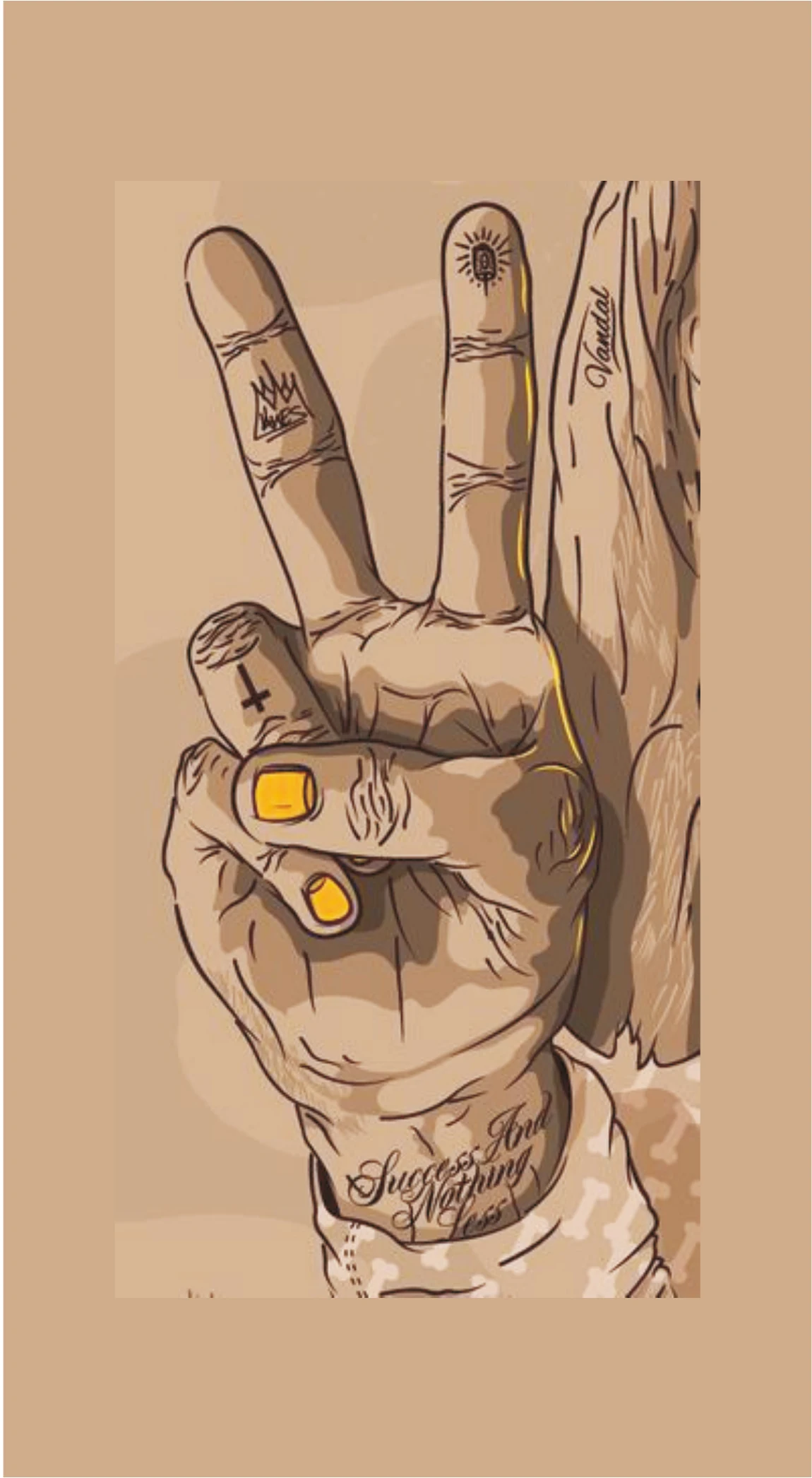 Peace Sign Tattoo Aesthetic Beige
