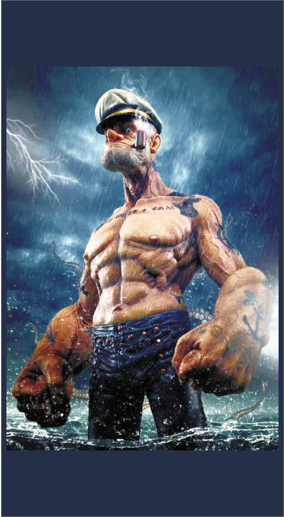Popeye the Sailor Ocean Storm Realistic Art