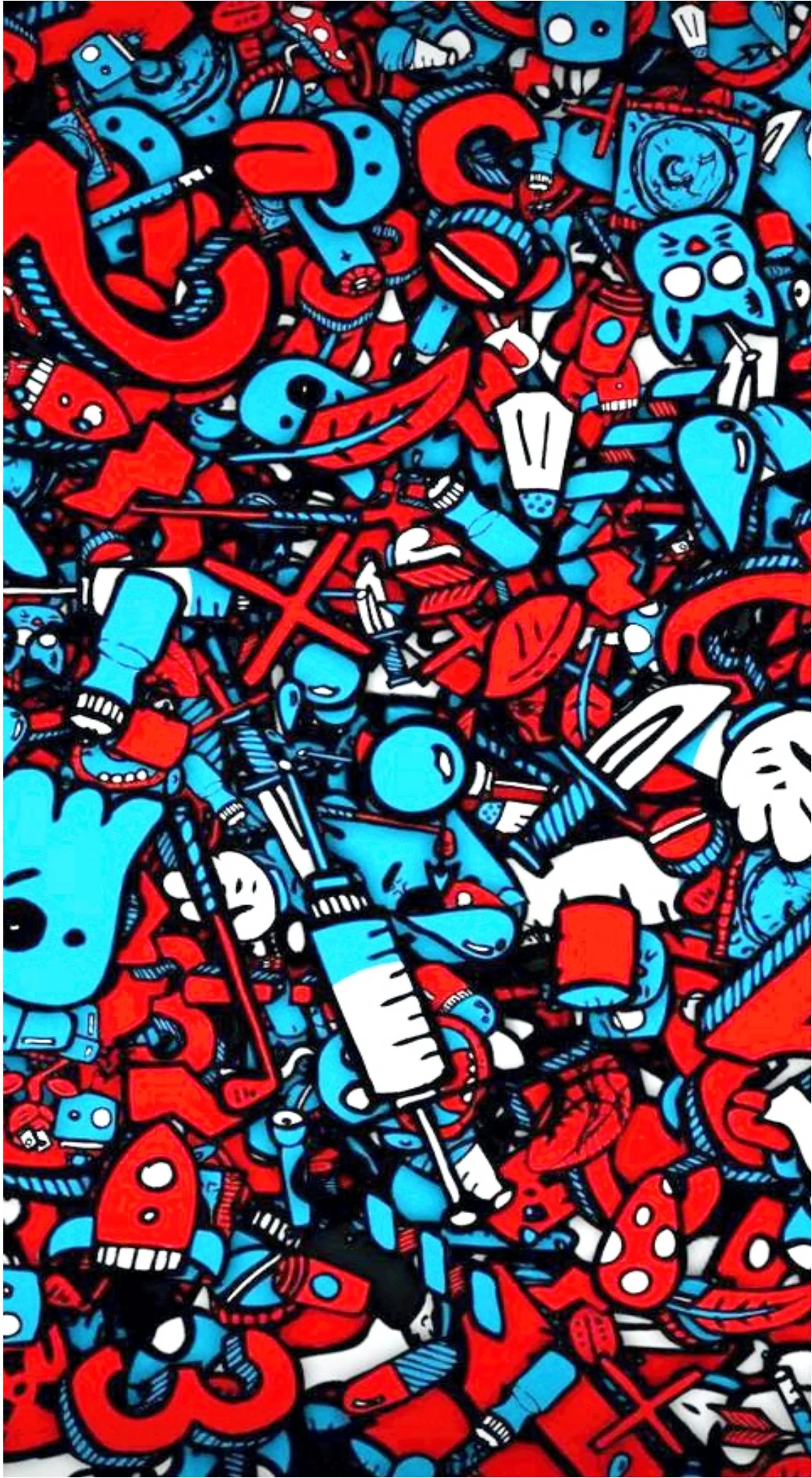 Red & Cyan Retro Synth Doodler