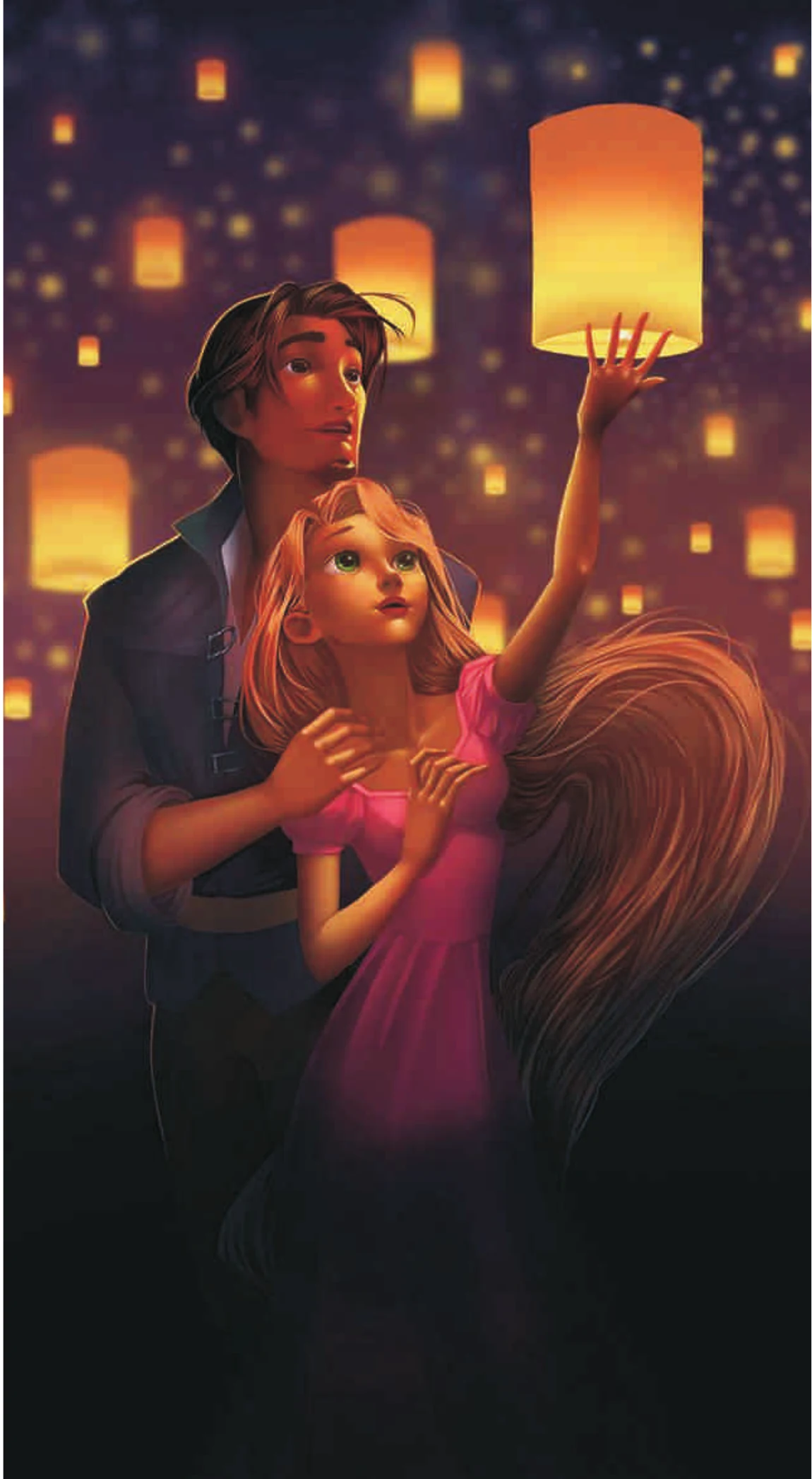 Tangled Rapunzel & Flynn Sky Lanterns Night