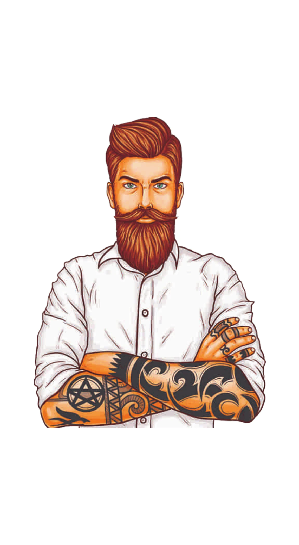 Tattooed Hipster Gentleman Studio White