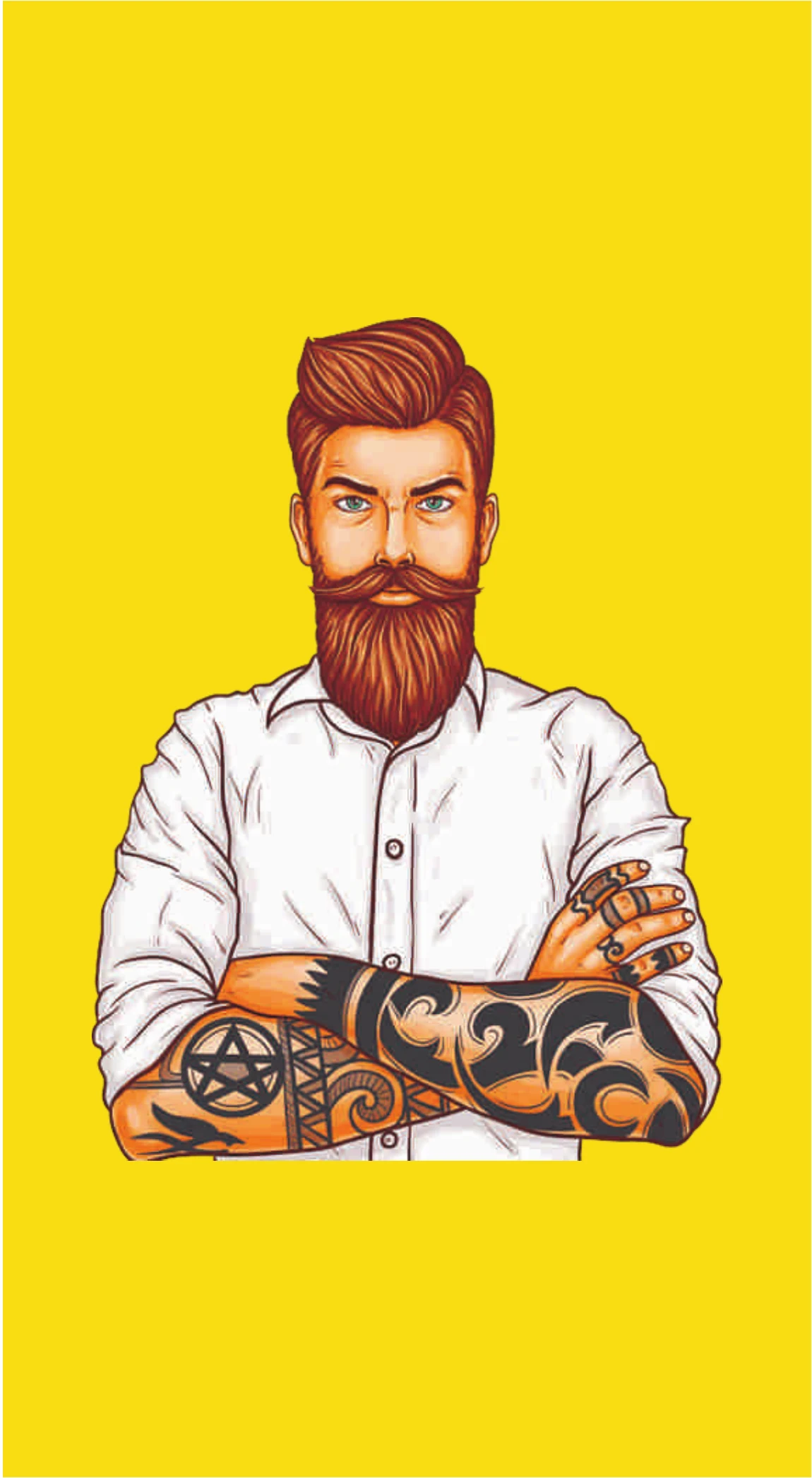 Tattooed Hipster Gentleman Vivid Ochre