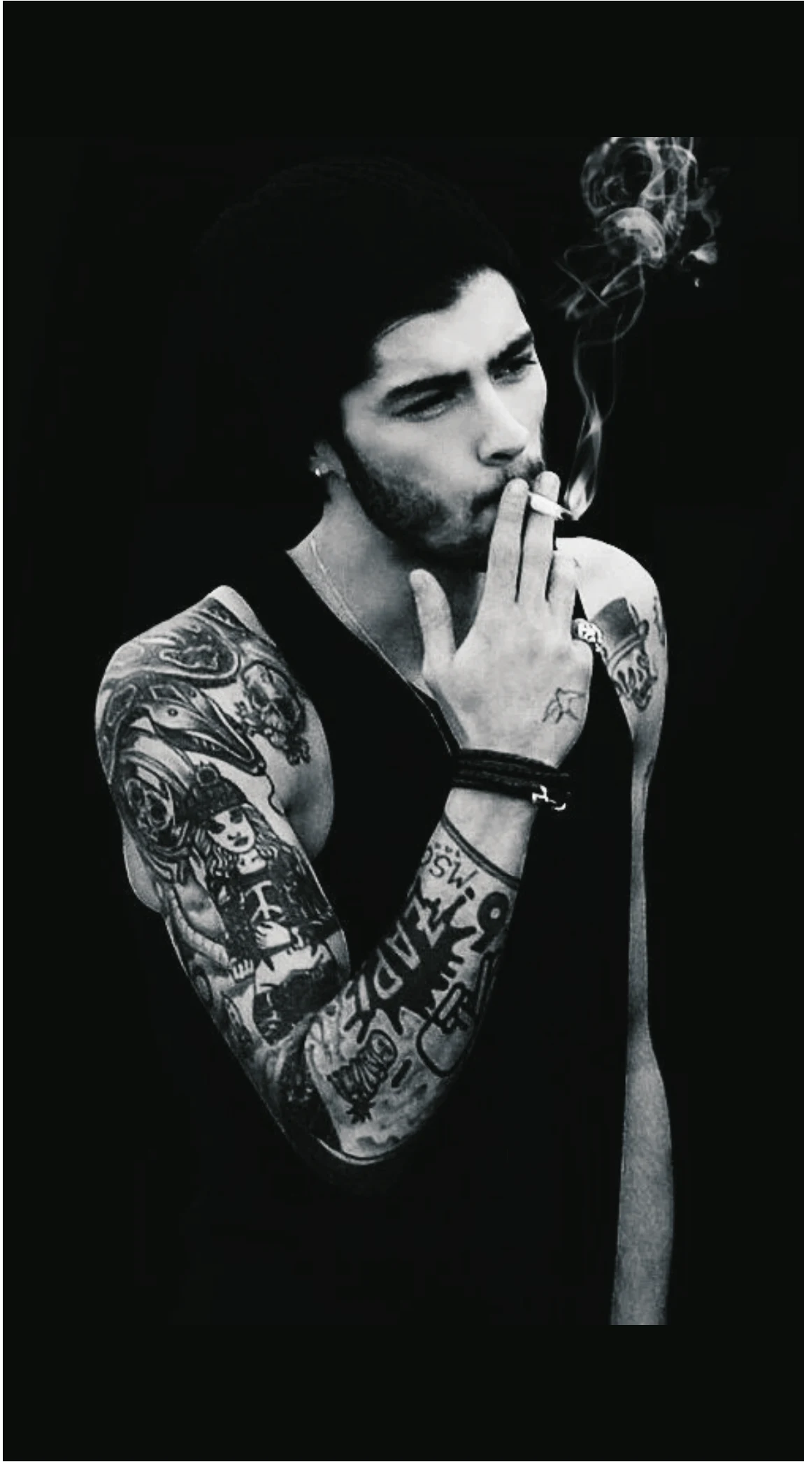 Zayn Malik Black & White Tattooed Smoker